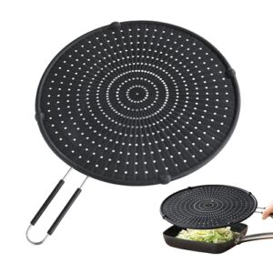 splatter screen for frying pan, kaloo grease splatter guard, heat-resistant splatter guards for frying, silicone splatter guard for everyday cooking, dishwasher safe (13inch,black)