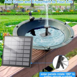 SZMP Solar Fountain 2024 Upgraded DIY Bird Bath Fountains, 1.8W Glass Panel Solar Fountain Pump with 8 Nozzles & 9.84ft Power Cord, Solar Bird Bath Fountain for Grass, Stakes, Garden, Pond (Black)