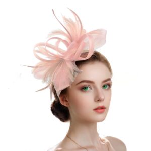 litter star fashion kentucky derby fascinators hat pillbox cocktail tea patry headband veil headwaer hat wedding for women (mesh-dark pink)