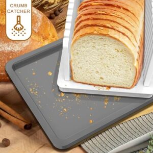 Kiss Core New Upgrade Bread Slicer for Homemade Bread, Bread Slicing Guide Adjustable Width, Foldable and Compact Cutting Guide with Crumb Tray, Suitability for Homemade Bread, Bagels, Cakes.