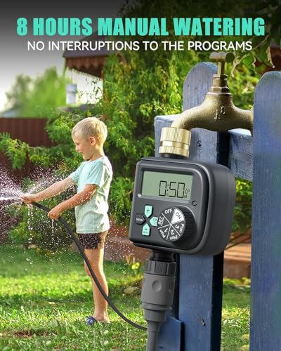 RAINPOINT Sprinkler Timer with 3 Different Programs, Waterproof Hose Timer Brass Inlet, Water Timer with Rain Delay/Manual/Automatic Irrigation Timer System, 1 Outlet