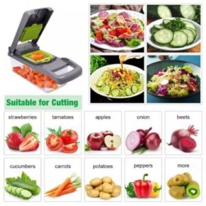 RedRoko Vegetable Chopper with Container - Multifunctional Vegetable Cutter, Veggie Chopper, Onion Cutter, Kitchen Choppers and Dicers, Fruit and Vegetable Chopper, 16 in 1 Food Chopper with 8 Blades