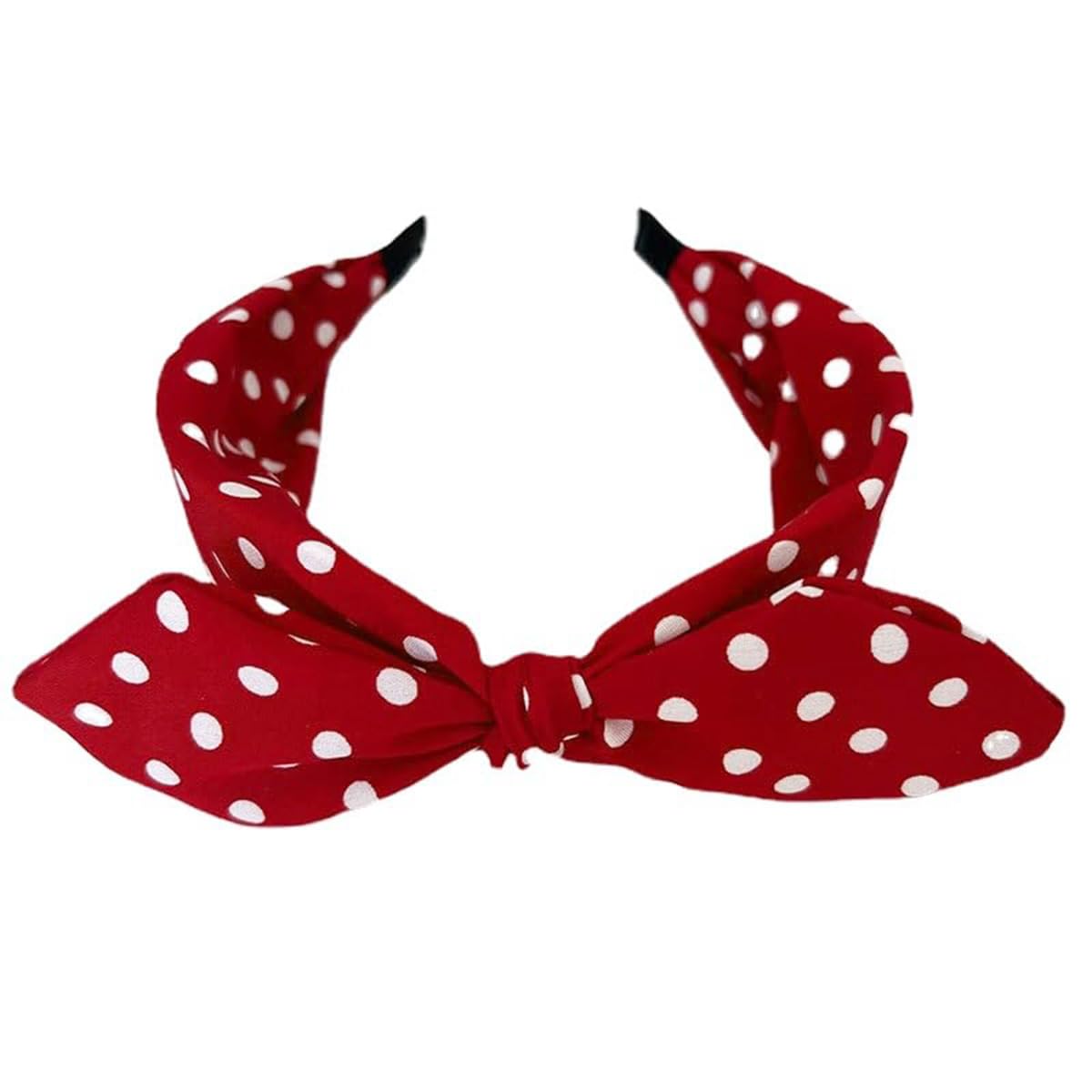 Deghew Red Polka Dot Bow headbands cute headbands hair accessories for women and girls (Wave Dot Red, one size)