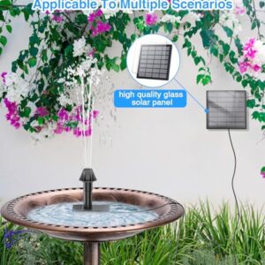 SZMP Solar Fountain 2024 Upgraded DIY Bird Bath Fountains, 1.8W Glass Panel Solar Fountain Pump with 8 Nozzles & 9.84ft Power Cord, Solar Bird Bath Fountain for Grass, Stakes, Garden, Pond (Black)