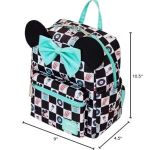 Loungefly Mickey & Minnie Date Night Diner Checkered All-Over Print Nylon Mini Backpack