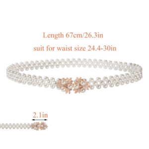 Ayliss Women Pearl Waist Belt Elastic Wedding Bridal Belt with Rhinestone Crystal Sash Bridesmaid Dress Belt Waistband (#7)