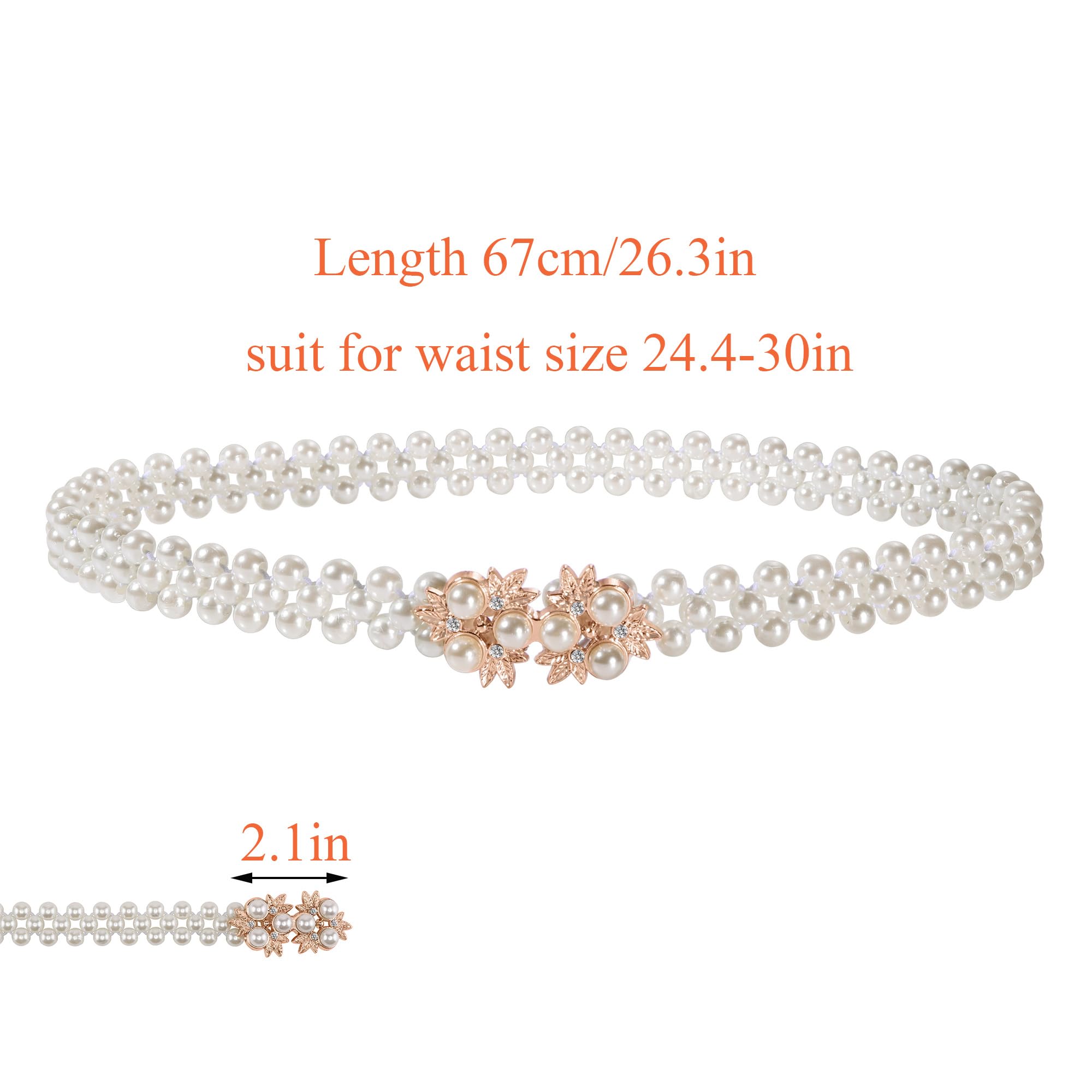 Ayliss Women Pearl Waist Belt Elastic Wedding Bridal Belt with Rhinestone Crystal Sash Bridesmaid Dress Belt Waistband (#7)