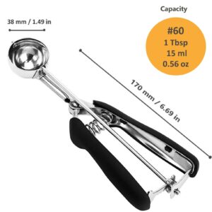 Cookie Scoop, Ice Cream Scoop, 1Tbsp/15 ml/0.5oz Cookie Scoops for Baking, 18/8 Stainless Steel Cookie Scooper for Baking, Ice Cream Scooper with Trigger Release, Cookie Dough Scoop with Non-slip Grip