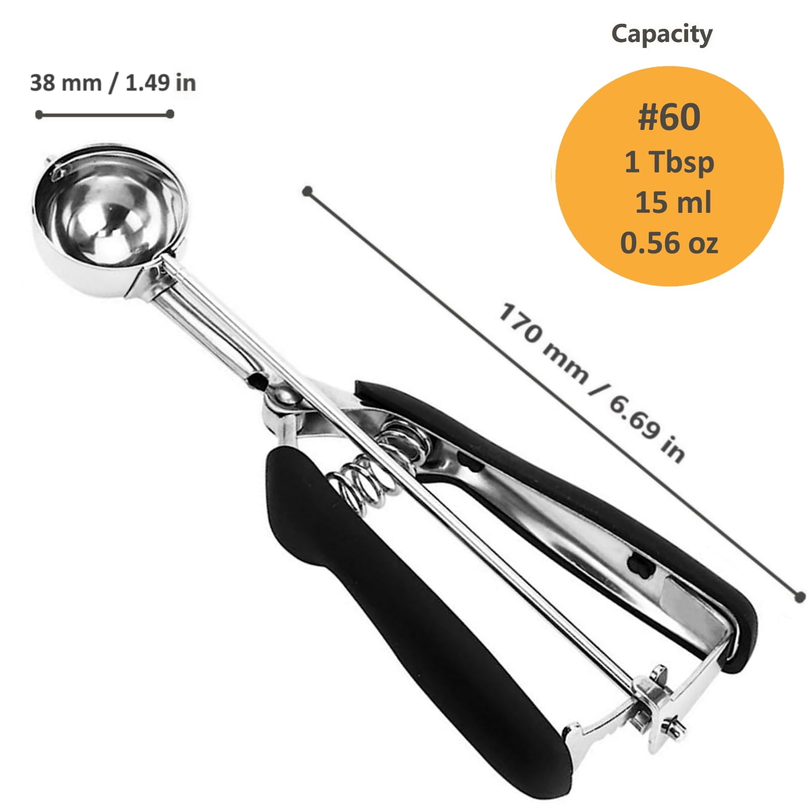 Cookie Scoop, Ice Cream Scoop, 1Tbsp/15 ml/0.5oz Cookie Scoops for Baking, 18/8 Stainless Steel Cookie Scooper for Baking, Ice Cream Scooper with Trigger Release, Cookie Dough Scoop with Non-slip Grip