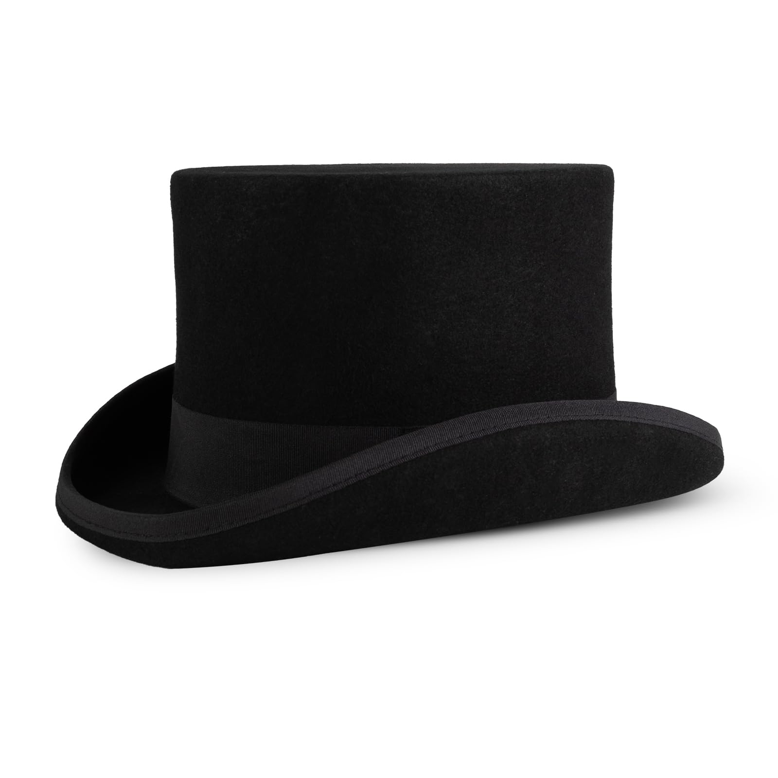 Punctualgood Wool Felt Top Hat Victorian Mad Hatter 6" Magic Hat Gentlemen Performing Jazz Caps Rock Hat for Men Women Gift (US, Alpha, X-Large, Black)