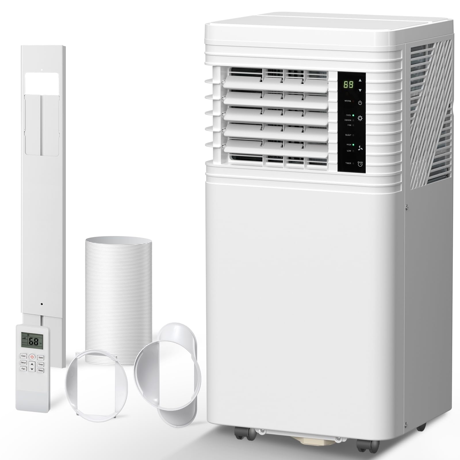 R.W.FLAME 8,000 BTU Air Conditioner cool Up to 350 Sq.Ft, 4 Modes Portable AC Unit with 24Hrs Timer/LED Display/Remote Control/Installation Kits, AC Unit for Bedroom, White…