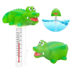 XY-WQ Floating Pool Thermometer, Large Size Easy Read for Water Temperature with String - Swimming Pools, Spas, Hot Tubs, Ponds (Alligator)