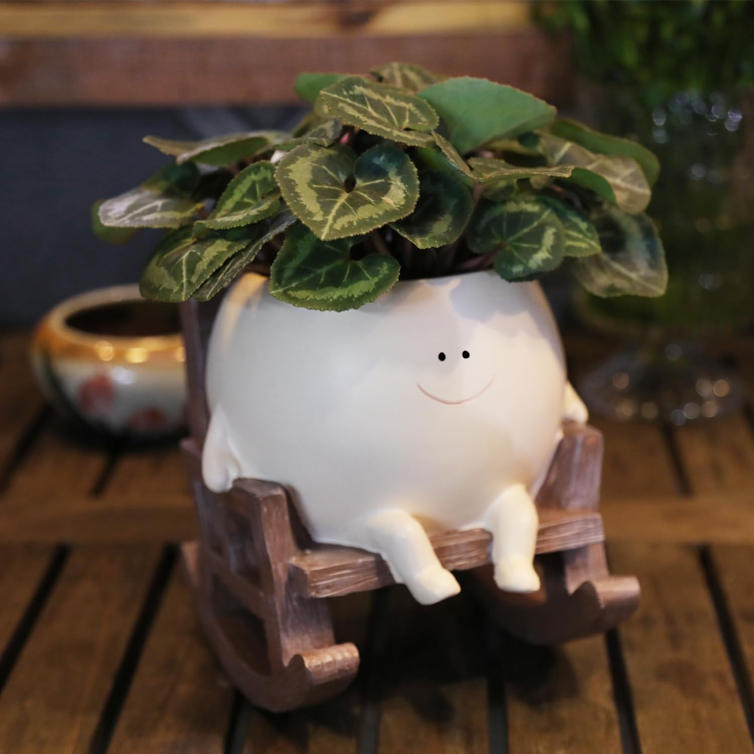 Face Flower Pots for Plants Rocking Chair Planters Funny Succulent Planter Live Cute Resin Flower Pots Head Planter for Indoor Outdoor Plants Gift Ideas for Mother and Christmas