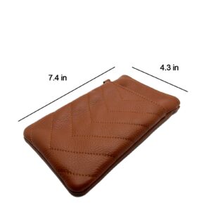 Double Eyeglasses Pouch with Zipper Closure,Soft Genuine Leather Sunglass Organizer Pouch,Portable Eyeglasses Case