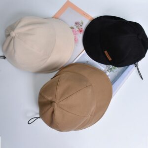 Women-Cotton-Sun-Hat Floppy-Visor Girls-Beach-Hat UV-Protection Non-Shape-Brim Baseball-Caps Outdoor Drawstring Small/Medium