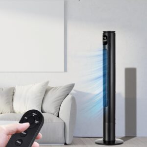 Uthfy 46" Tower Fan With Remote, 24ft/s Fan for Bedroom with 24 H Timer, 80° Oscillating Fan with 3 Speeds, 3 Modes, Portable Fans that Blow Cold Air, Standing Bladeless Fan for Room Home Office