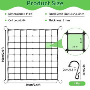 Trellis Netting, Scrog Net with 4 Hooks, 4x4 Trellis Net for Grow Tent, Heavy-Duty Plant Net for Cucumber Gardening and Horticulture, Grow Tent Accessories(1 Pack)