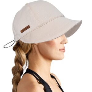 Women-Cotton-Sun-Hat Floppy-Visor Girls-Beach-Hat UV-Protection Non-Shape-Brim Baseball-Caps Outdoor Drawstring Small/Medium