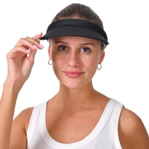 Cotton Visor Hat Women Men Clip-on Visors Hats Adjustable Outdoor Sports Golf Beach Wide Brim Sun Cap (Black)