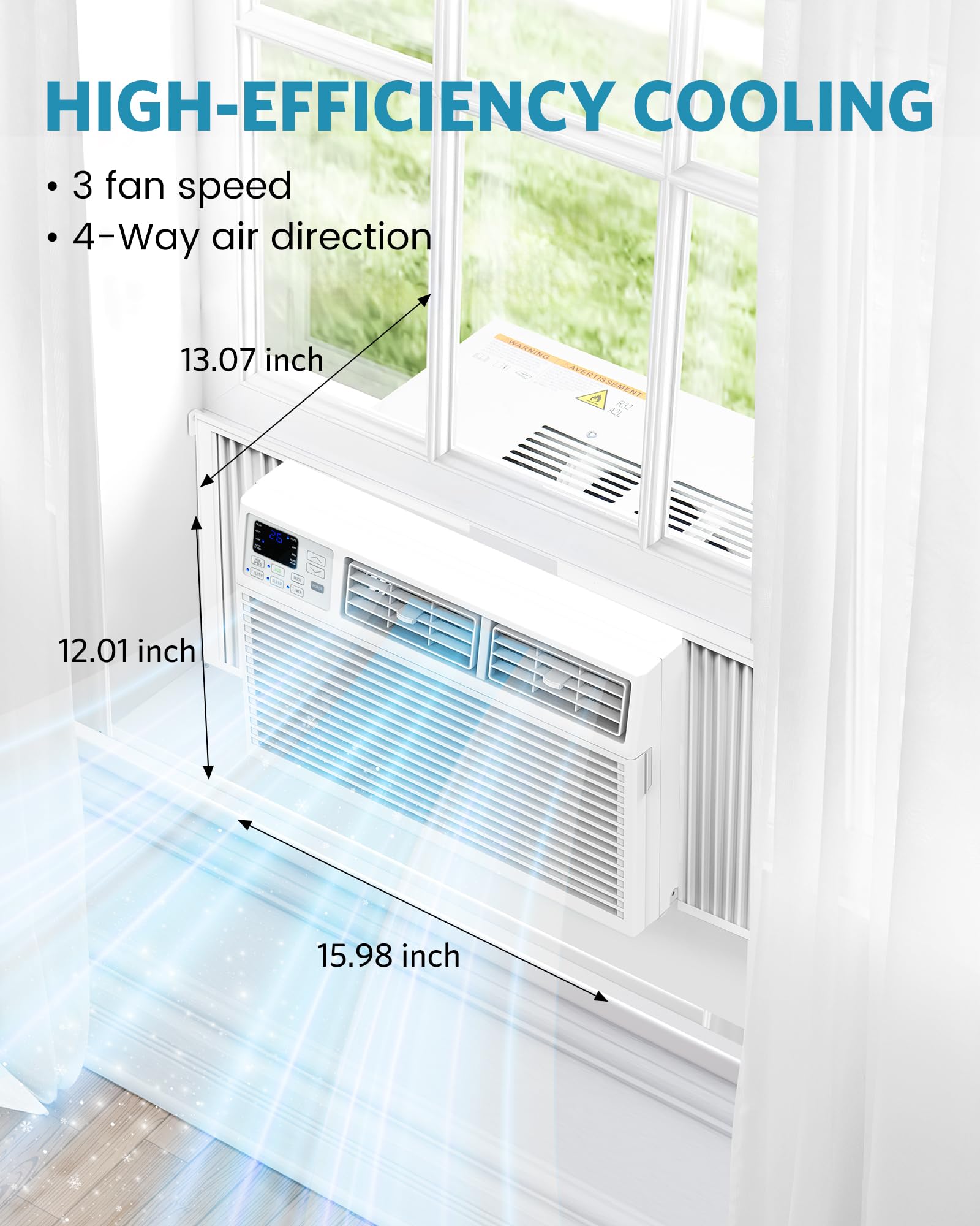 Joy Pebble 8000 BTU Window Air Conditioner, Window Air Conditioner for Room Cools Up to 350sq.ft, Window AC Unit with Cooling, Dehumidifier and 3 Fan Speed, 24-Hour Timer & ECO Mode