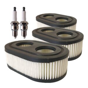 air filter spark plug for troy-bilt tb330 tb370 tb230 tb200 tb115 tb110 mower engine(3pcs air filter+2pcs spark plug)