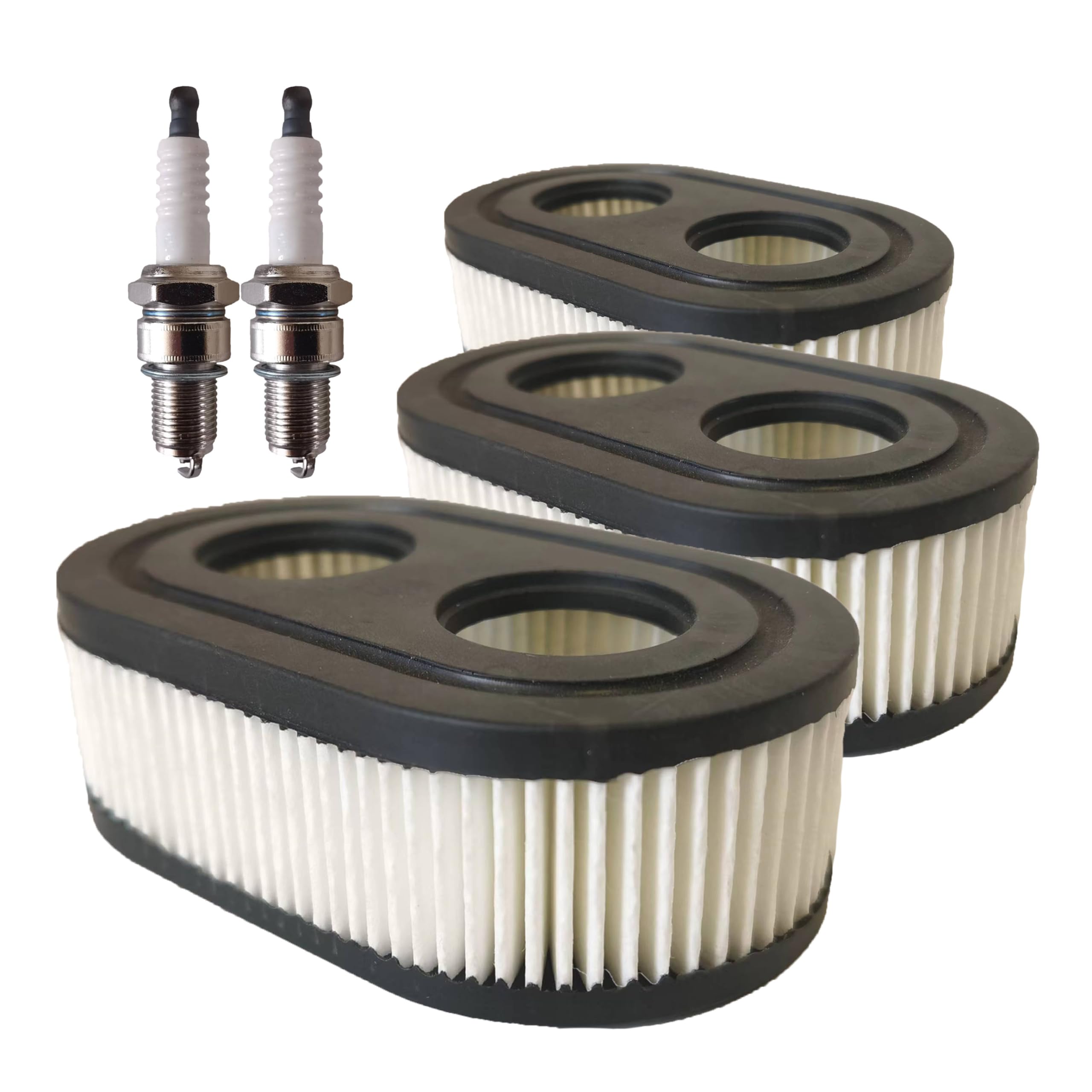 Air Filter Spark Plug For Troy-Bilt TB330 TB370 TB230 TB200 TB115 TB110 Mower Engine(3pcs Air Filter+2pcs Spark Plug)