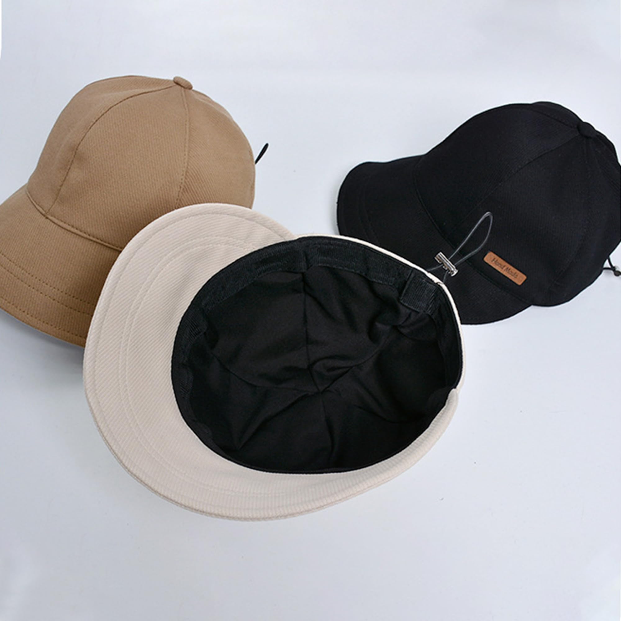 Women-Cotton-Sun-Hat Floppy-Visor Girls-Beach-Hat UV-Protection Non-Shape-Brim Baseball-Caps Outdoor Drawstring Small/Medium