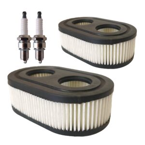 air filter spark plug for troy-bilt tb330 tb370 tb230 tb200 tb115 tb110 mower engine(2pcs air filter+2pcs spark plug)