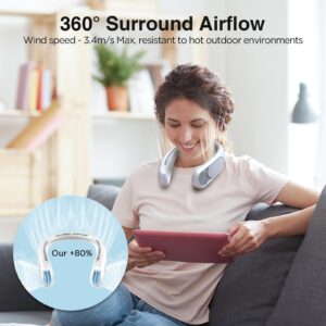 Hotsales Neck Fan, Hands Free Bladeless Neck Fans Portable Rechargeable, 6000 mAh Battery Operated Wearable Personal Fan, Cooling Neck Fan, 3 Speeds, USB Fan Gifts for Men, Women, Travel, Outdoor