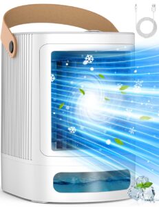 fancole portable air conditioners, 3-in-1 small air conditioner w/ 3-level humidify & 3 speeds, 7-color night lights, top fill tank for 8h cooling, desk mini air conditioner for bedroom room office