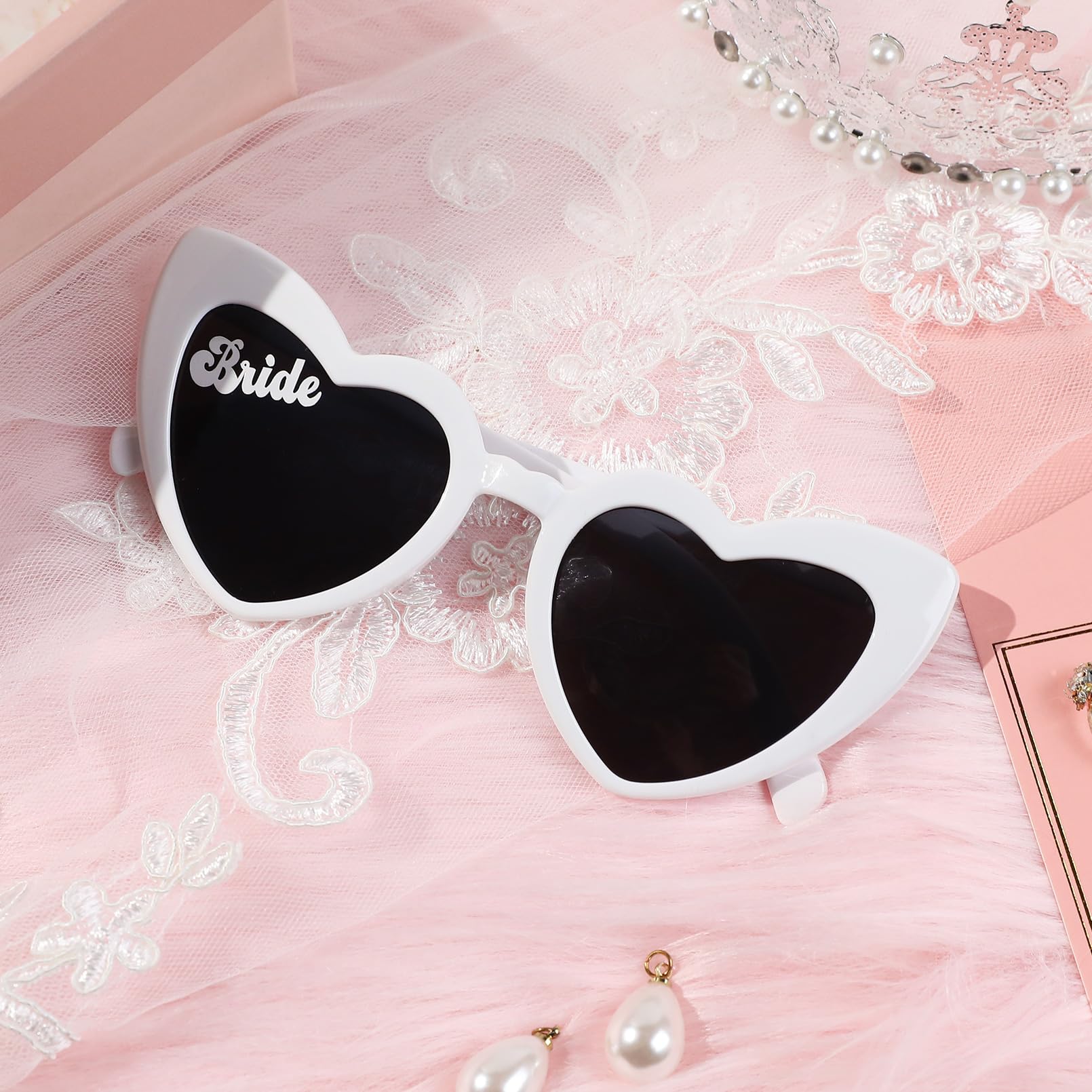 YOGFIT Bride Heart Sunglasses for Women Fashion Classic Love Eye Protection Sunglasses Vintage Cute White Heart Sunglasses for wedding