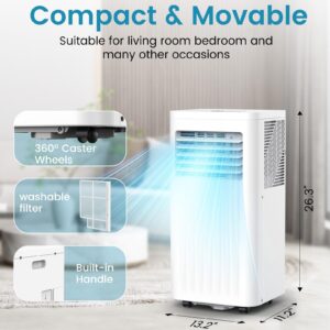 Joy Pebble Portable Air Conditioner, 8000 BTU Air Conditioner with Cooling, Fan, Dehumidifier, Sleep Mode, ≤55 db, Cooling up to 350 Sq. Ft. with 24H Timer/Digital Display/Remote Control & Window Kit