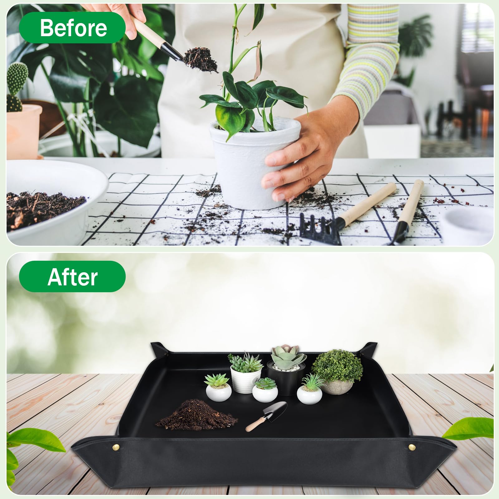 Repotting Mat for Plant Transplanting Indoor Thickened Waterproof Portable Foldable Gardening PottingTray Mat Plant Tool Accessories for Plants Succulents Cactus Bonsai Pots Garden Gift 29.5"x29.5"