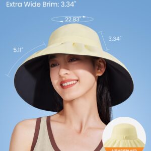 BENEUNDER Sun Hat Womens, Adjustable Wide Brim Bucket Hat with Vinly UPF50+ UV Protection for Beach, Summer Travel, Brown