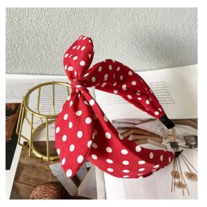 Deghew Red Polka Dot Bow headbands cute headbands hair accessories for women and girls (Wave Dot Red, one size)