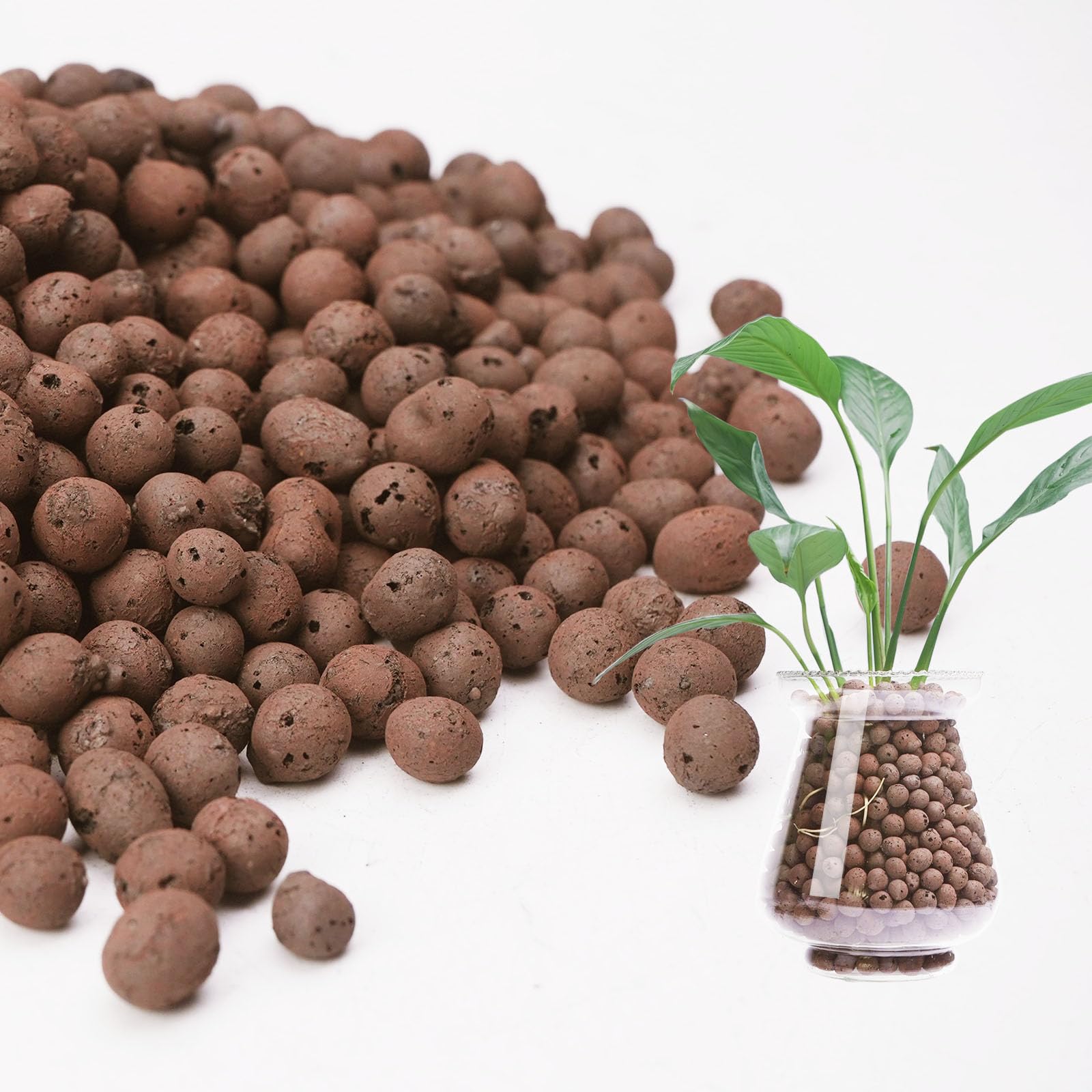 Pulovin 2.5 lbs LECA Balls for Indoor Plants, 4-16mm Clay Pebbles for Plants Hydroponic, Aquaponics, Natural Leca Balls for Soil Root Development, Orchid Potting Mix