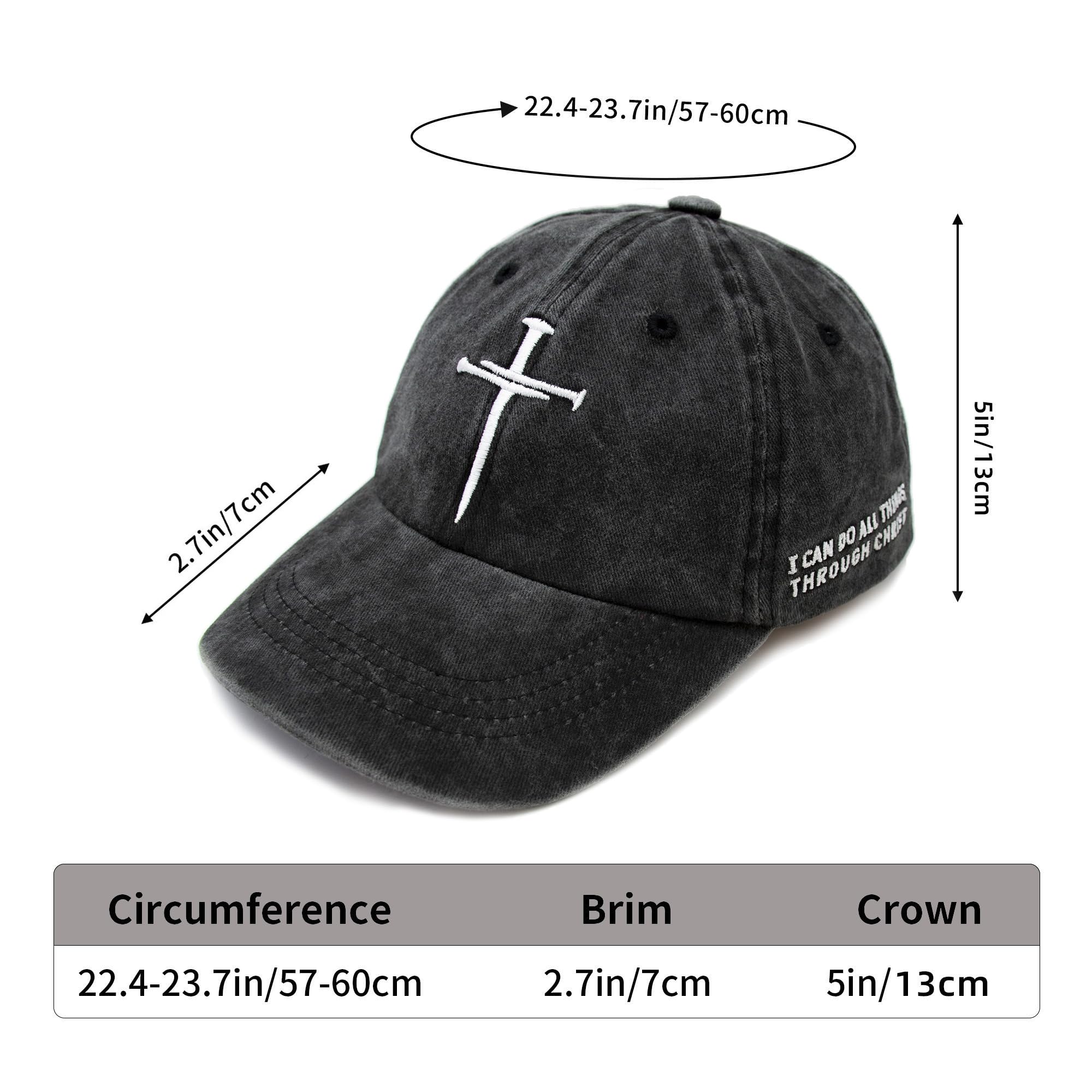 Christian Hats for Men Women Religious Cross Baseball Cap Jesus Adjustable Hat Pastor Gift for Men Gray