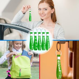 Blueweenly 100 Pcs Mental Health Awareness Silicone Keychains Gifts Green Awareness Ribbon Keychain Green Mental Faith Courage Hope Keychains for Adult Man Woman Gifts