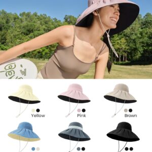 BENEUNDER Sun Hat Womens, Adjustable Wide Brim Bucket Hat with Vinly UPF50+ UV Protection for Beach, Summer Travel, Brown