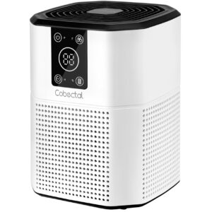 cobectal air purifiers for home, portable air cleaner with true h13 hepa 3-in-1 filter, sleep mode, small desktop air purifiers with 9 timers for bedroom, kitchen, bathroom, office (1 pack, white)