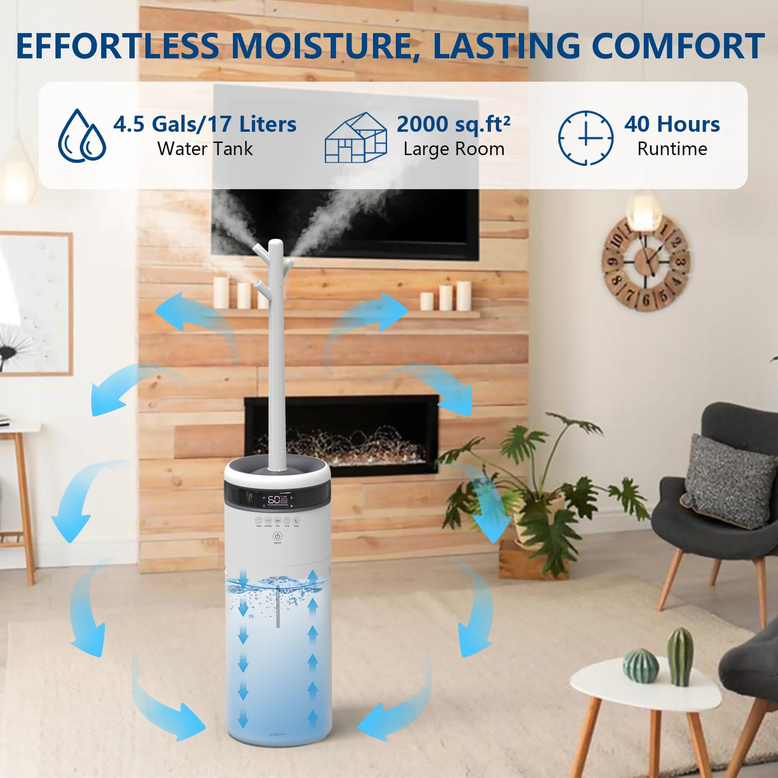 Humidifiers 4.5Gal/17L Humidifier Large Room Top Fill Large Humidifiers for Home 2000 sq ft with Remote Control Large Room Humidifier Quite Whole House Humidifier for Bedroom Tower Humidifier Plant