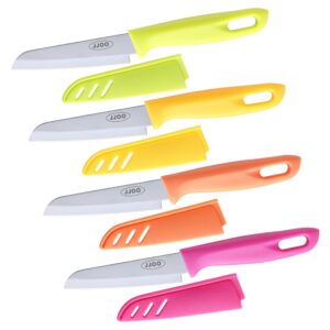 JJOO Paring Knives, Stainless Steel Paring Knife Set with Cover, 3.6 inch Pairing knife, Ultra-Sharp Small Kitchen Knife, Great for Fruit and Vegetable, Dishwasher Safe (Multi Colors)