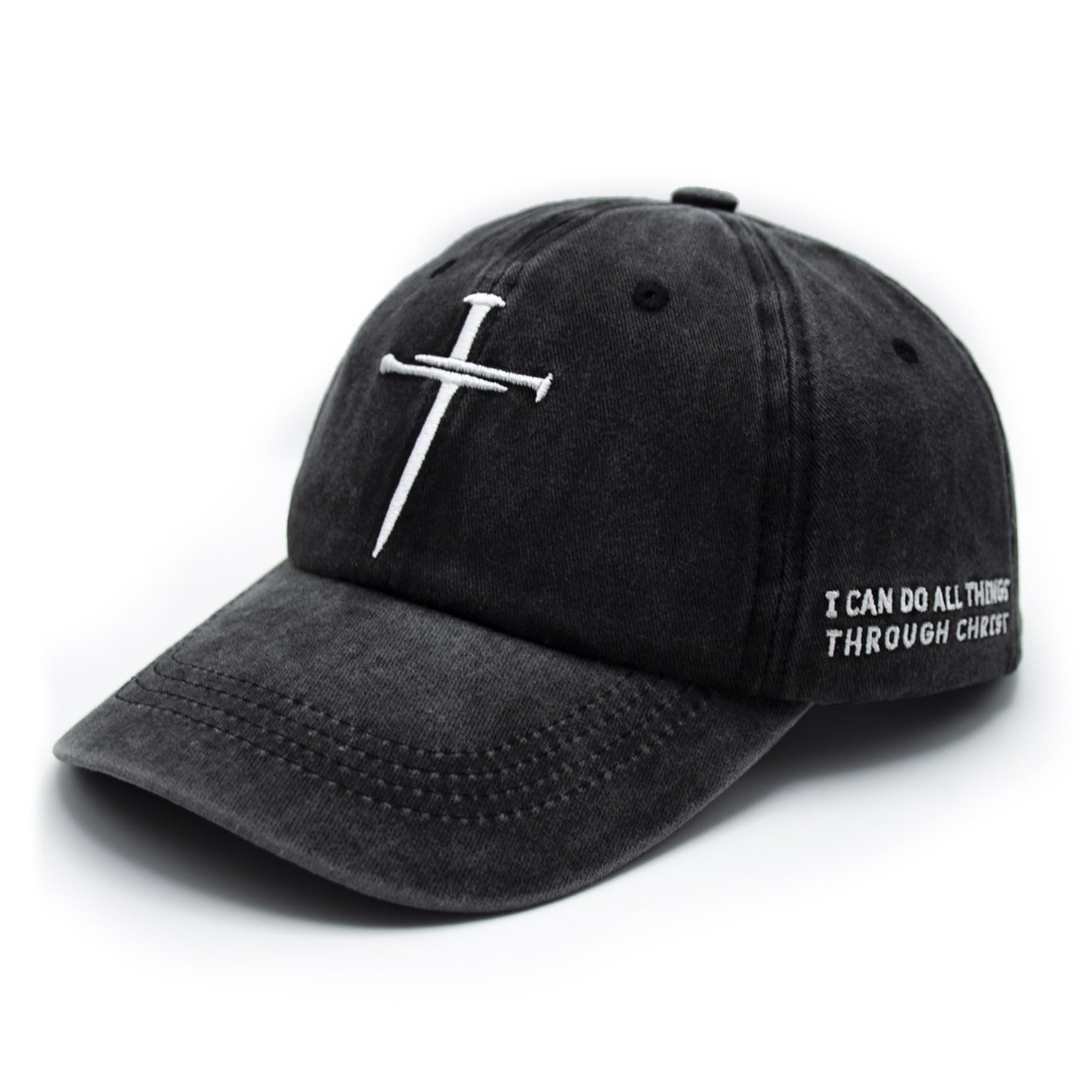 Christian Hats for Men Women Religious Cross Baseball Cap Jesus Adjustable Hat Pastor Gift for Men Gray