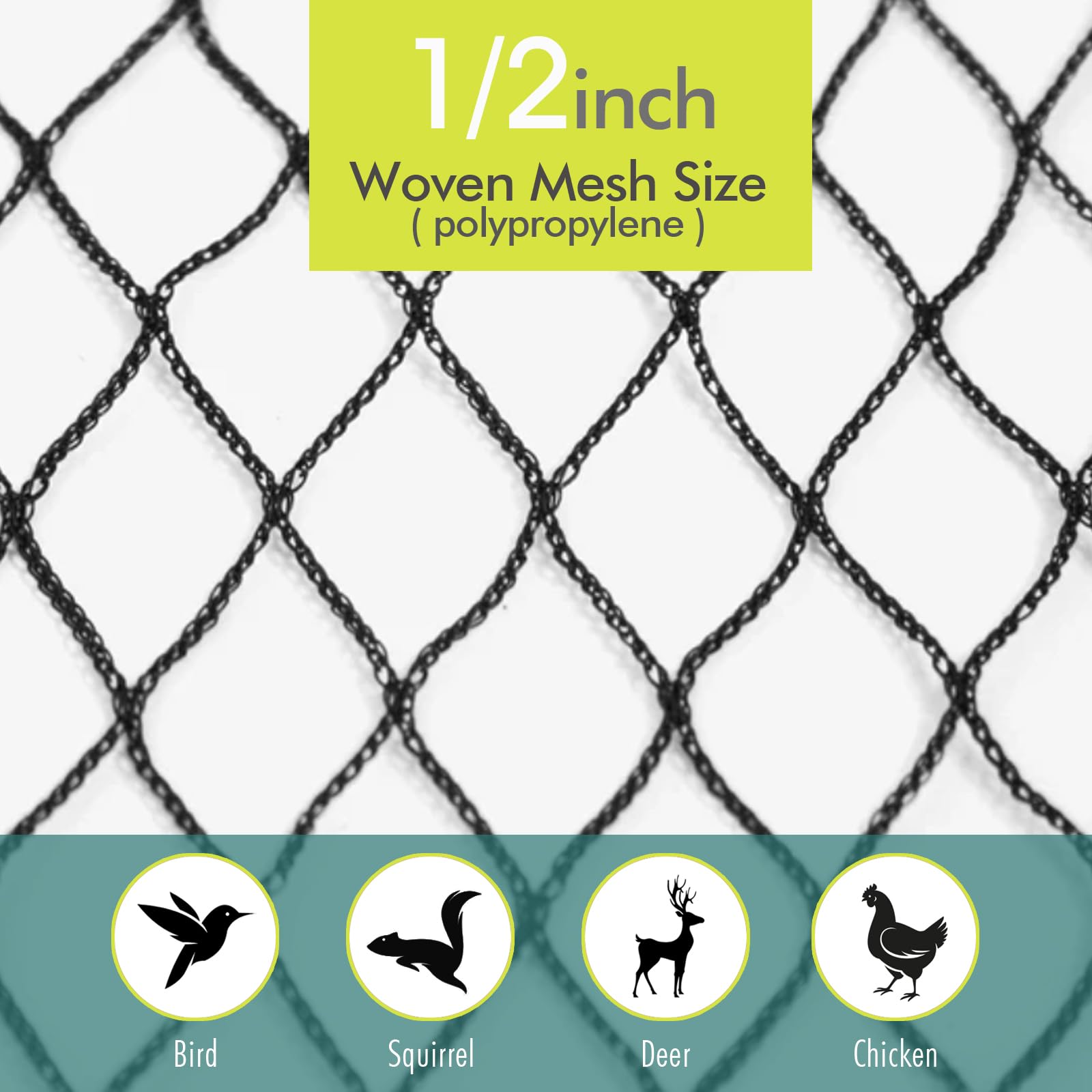 Bird Netting for Garden, Fetanten 13 x 40 FT Heavy Duty Garden Netting Mesh Pest Barrier with Ties and Staples for Vegetable, Fruit Trees, Blueberry Protection Against Birds, Deer, Poultry