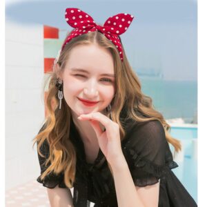 Deghew Red Polka Dot Bow headbands cute headbands hair accessories for women and girls (Wave Dot Red, one size)