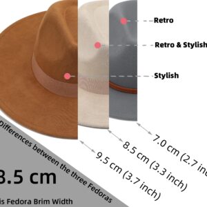 Pro Celia Wide Brim Fedora Hat for Men Women Big Rancher Felt Hat (US, Alpha, One Size, Belt-Black)