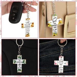 Remuuly 50 Pcs Christian Cross Keychain Bulk Floral Acrylic Bible Verse Keychain Religious Christian Keychains Inspirational Quotes Scripture Keychain for Women Men Church Mother's Day Gifts