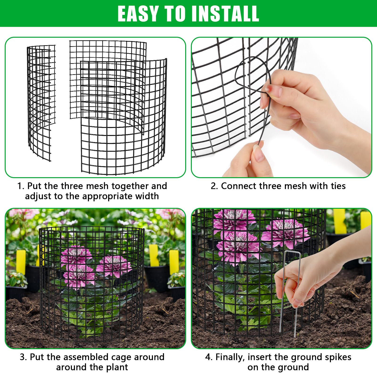 5 Pack Plant Protector from Animals, 13x12 inch Wire Plant Cages Mesh Plant Cage Garden Plant Protector, Sturdy Bunny Barricades Chicken Wire Cloche Plant Protectors for Keeping Bunny Animals Out