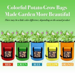 kopotma 5Packs Colorful Potato Grow Bags, Heavy Duty Potato Grow Bags with Flap, Potato Bags for Growing Potatoes Potato Planter Potato Growing Containers Potato Growing Bags, 10Gal