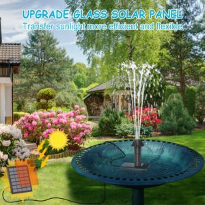 GAIZERL Solar Fountain Kits, 2024 Upgrade 1.8W Glass Panel Solar Water Pumps, Adjustable Small Solar Powered Bird Bath Fountain Pump with 9.84ft Cable, 9 Nozzles for Garden, Humingbirds, DIY Fountains